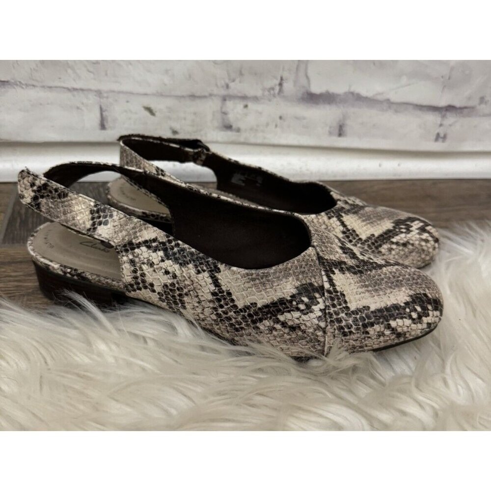 Clarks Women’s Size 7M Animal Print Juliet Pull Leather Slingback Comfort Shoe